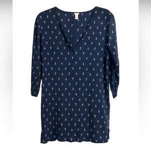 J.Crew Nautical Anchor Print Gauze Tunic / Beach Cover-Up Size Small